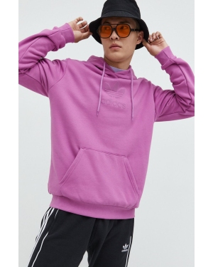 adidas Originals bluza bawełniana męska kolor różowy z kapturem z nadrukiem