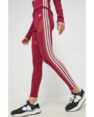 adidas Originals legginsy damskie kolor bordowy z aplikacją