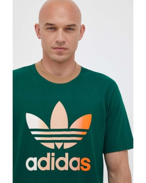 adidas Originals t-shirt bawełniany kolor zielony z nadrukiem