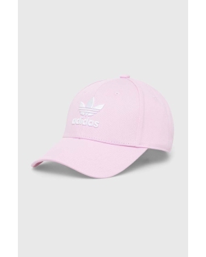 adidas Originals czapka z daszkiem bawełniana kolor różowy z aplikacją