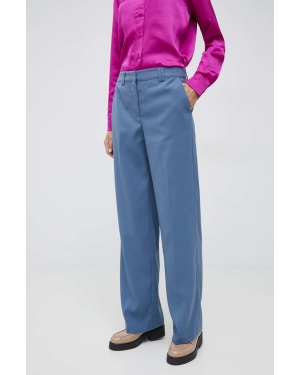 Y.A.S spodnie Delto damskie kolor niebieski proste medium waist