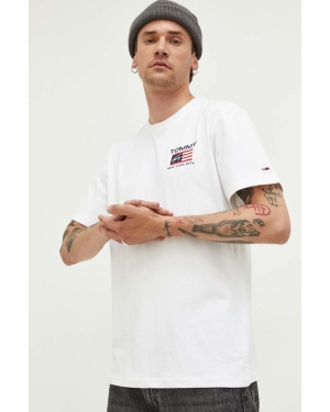 Tommy Jeans t-shirt bawełniany kolor biały wzorzysty
