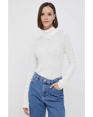 Tommy Jeans sweter damski kolor beżowy lekki z golfem
