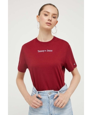 Tommy Jeans t-shirt bawełniany kolor bordowy