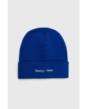 Tommy Jeans czapka kolor niebieski z cienkiej dzianiny