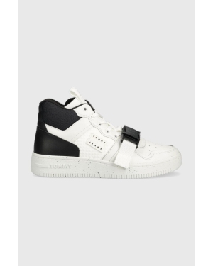 Tommy Jeans sneakersy TJM BASKET LEATHER BUCKLE MID kolor biały EM0EM01288