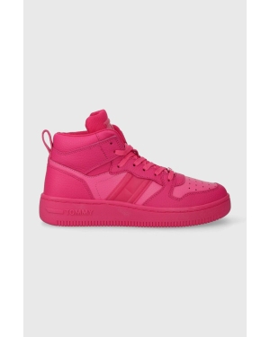 Tommy Jeans sneakersy skórzane TJW RETRO BASKET MC WL kolor różowy EN0EN02398