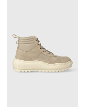 Tommy Jeans sneakersy TJM MIX MATERIAL BOOT kolor beżowy EM0EM01245