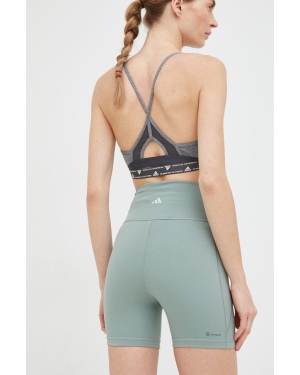 adidas Performance szorty do jogi Yoga Studio damskie kolor zielony gładkie high waist