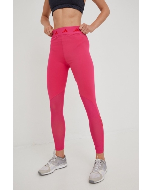 adidas Performance legginsy treningowe Techfit 3-Stripes damskie kolor różowy z nadrukiem
