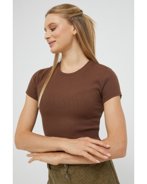 Abercrombie & Fitch t-shirt damski kolor brązowy