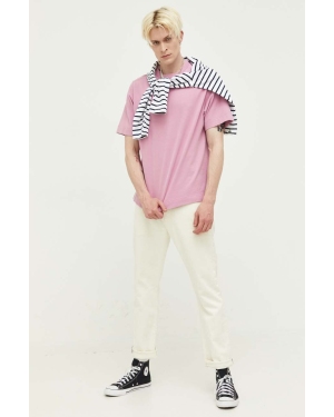 Abercrombie & Fitch t-shirt bawełniany kolor różowy gładki