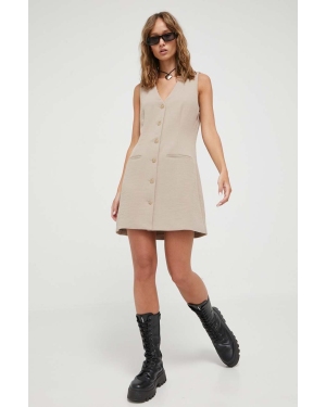Abercrombie & Fitch sukienka kolor beżowy mini prosta