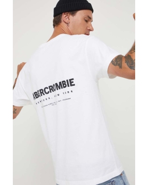 Abercrombie & Fitch t-shirt bawełniany kolor biały z nadrukiem