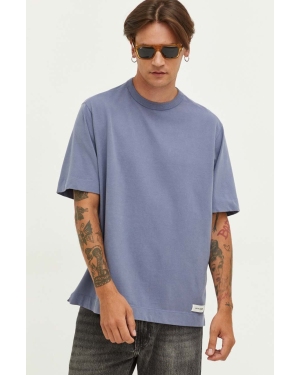 Abercrombie & Fitch t-shirt bawełniany kolor niebieski gładki