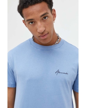Abercrombie & Fitch t-shirt bawełniany kolor niebieski z aplikacją