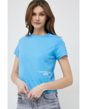 Calvin Klein Jeans t-shirt bawełniany kolor niebieski