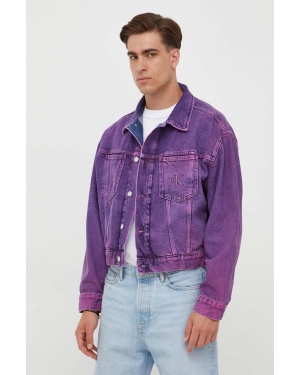 Calvin Klein Jeans kurtka jeansowa męska kolor fioletowy przejściowa