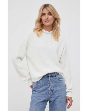 Calvin Klein Jeans sweter bawełniany kolor beżowy z półgolfem