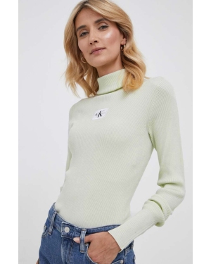 Calvin Klein Jeans sweter damski kolor zielony z golfem