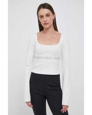 Calvin Klein Jeans longsleeve damski kolor beżowy