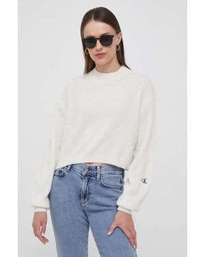Calvin Klein Jeans sweter wełniany damski kolor beżowy