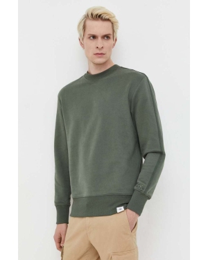 Calvin Klein Jeans bluza bawełniana męska kolor zielony gładka
