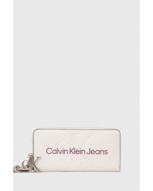 Calvin Klein Jeans portfel + brelok damski kolor biały