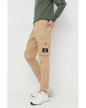 Calvin Klein Jeans spodnie męskie kolor beżowy w fasonie cargo