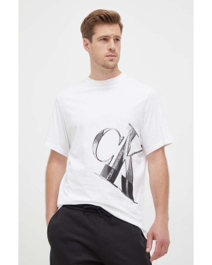 Calvin Klein Jeans t-shirt bawełniany kolor biały z nadrukiem