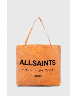 AllSaints torba bawełniana UNDERGROUND ACI TOTE kolor pomarańczowy MB530Y
