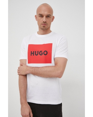 HUGO t-shirt bawełniany 50467952 kolor biały z nadrukiem
