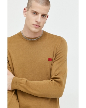HUGO sweter bawełniany męski kolor brązowy lekki