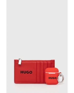 HUGO portfel i etui na airpods damski kolor czerwony