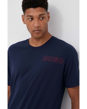 HUGO t-shirt lounge kolor granatowy gładki