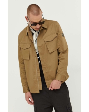 HUGO kurtka bawełniana kolor brązowy przejściowa oversize