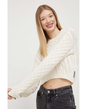HUGO sweter damski kolor beżowy