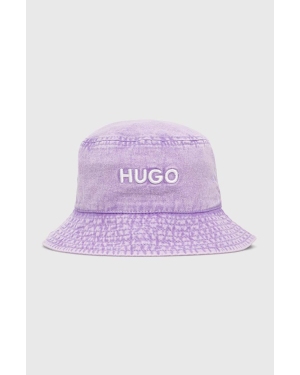 HUGO kapelusz bawełniany kolor fioletowy bawełniany