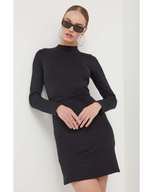 HUGO sukienka bawełniana kolor czarny mini dopasowana