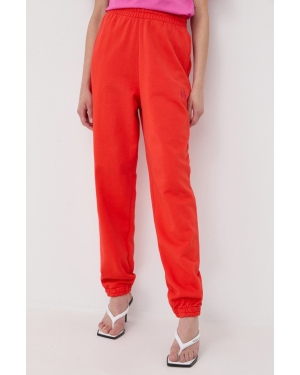 Gestuz spodnie dresowe damskie kolor pomarańczowy gładkie