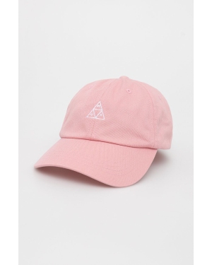 HUF czapka bawełniana kolor różowy z aplikacją