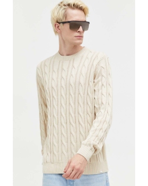 Solid sweter bawełniany kolor beżowy