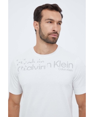 Calvin Klein Performance t-shirt treningowy kolor beżowy z nadrukiem