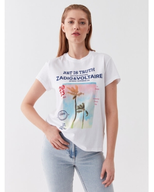 Zadig&Voltaire T-Shirt Zoe Photoprint Palmier JWTS01516 Biały Regular Fit