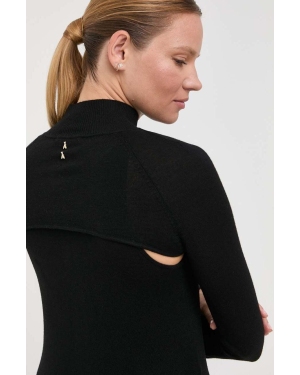 Patrizia Pepe sweter wełniany damski kolor czarny lekki z półgolfem
