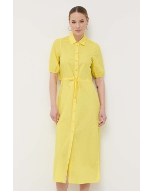 Patrizia Pepe sukienka bawełniana kolor żółty maxi rozkloszowana