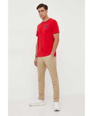 La Martina t-shirt bawełniany kolor czerwony z aplikacją