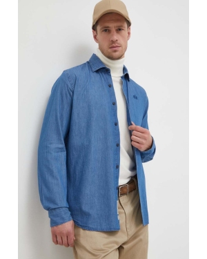 La Martina koszula jeansowa męska kolor niebieski regular z kołnierzykiem klasycznym