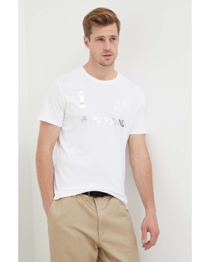 La Martina t-shirt bawełniany kolor biały z nadrukiem