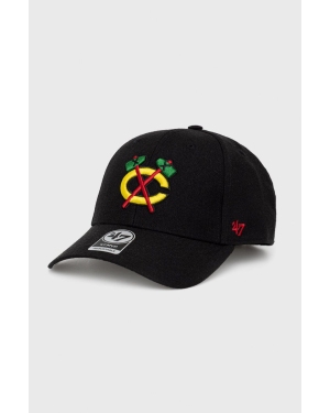 47brand czapka z domieszką wełny Chciago Blackshawks kolor czarny z aplikacją